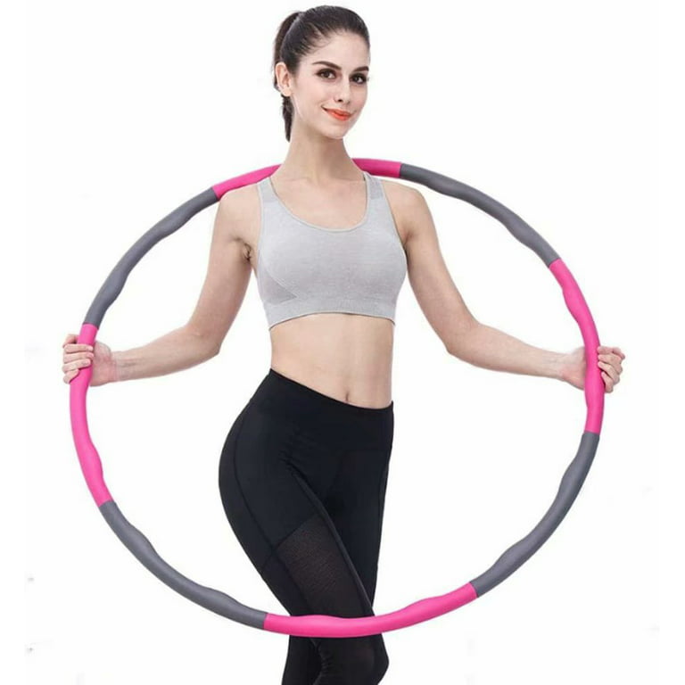 GIFTWARE WORLD Weighted Hula Hoop Adjustable 8 Detachable Sections for Kids Teens Weight Loss Fitness Hula Hoop， with Free Accessory Jump Rope Adults